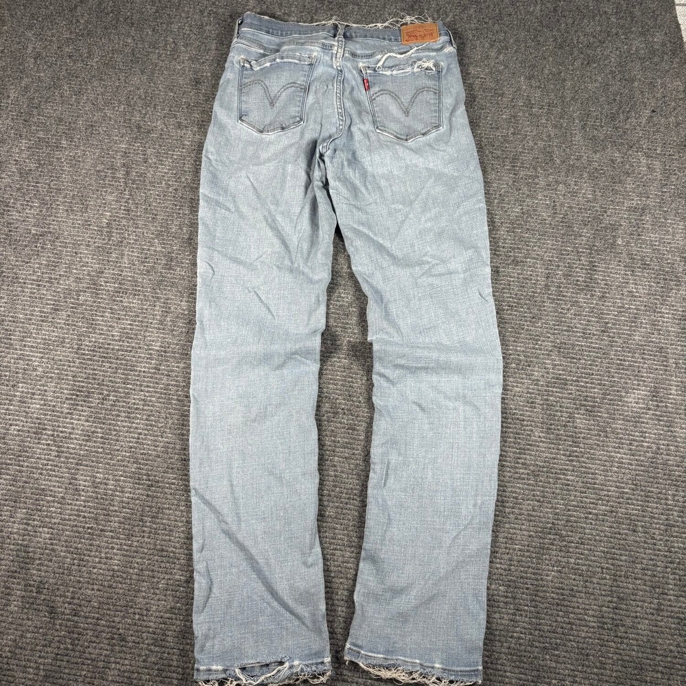 Levi's 505 Straight Jeans Womens 6 W28 L32 Light Blue Fair Distressed Frayed